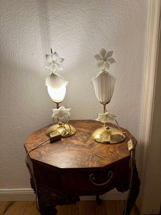 Lampe de table de chevet (2) - Laiton, Verre, Antiquités & Art, Curiosités & Brocante