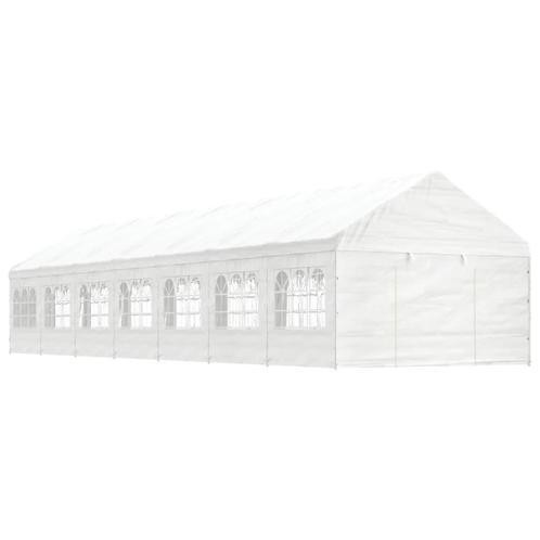 vidaXL Prieel met dak 15,61x4,08x3,22 m polyetheen wit, Tuin en Terras, Partytenten, Nieuw, Verzenden