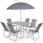 vidaXL 8-delige Tuinset staal en textileen grijs, Tuin en Terras, Tuinsets en Loungesets, Verzenden, Nieuw, Tuinset
