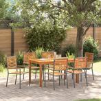 vidaXL Tuin Eettafel Set 7 pcs Grijs 140 x 80 x 74 cm, Tuin en Terras, Verzenden, Nieuw