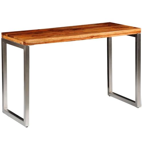 vidaXL Eettafel/bureau met stalen poten massief hout, Huis en Inrichting, Tafels | Eettafels, Nieuw, Verzenden