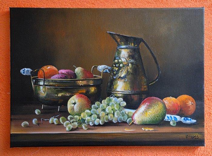 Alexander Nakonechnyi (XX-XXI) - Fruit and copper kettle, Antiek en Kunst, Kunst | Schilderijen | Klassiek