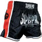 Super Pro Muay Thai Kickboks Broek Stripes Zwart Rood, Vechtsport, Verzenden