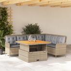 vidaXL 2-delige Loungeset met kussens poly rattan beige, Tuin en Terras, Tuinsets en Loungesets, Verzenden, Nieuw, Loungeset