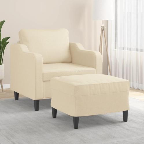 vidaXL Fauteuil met voetenbank 60 cm stof crèmekleurig, Huis en Inrichting, Zetels | Zetels, Nieuw, Verzenden