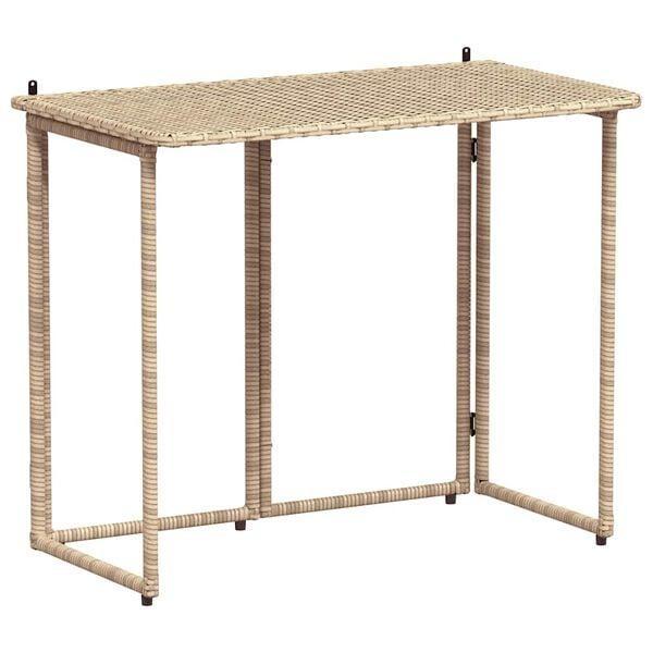 Beige tuintafel 90x51cm | OP = OP | Ruimtebesparend, Tuin en Terras, Tuintafels, Rechthoekig, Nieuw, Kunststof, Verzenden