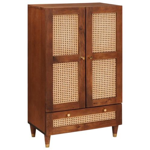 vidaXL met lade met plank met opslag met de deur Bruin Riet, Huis en Inrichting, Woonaccessoires | Cd- en Dvd-rekken, Nieuw, Verzenden