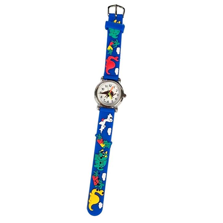 Fako - Kinderhorloge - 3D - Dinosaurus - Deino - Donkerblauw, Handtassen en Accessoires, Horloges | Kinderen, Verzenden