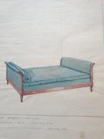 Anonymous - Watercolour design for a divan bed ‘Lit Acajou’