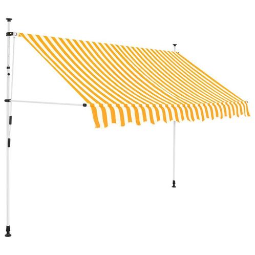 vidaXL Luifel handmatig uittrekbaar 300 cm oranje en witte, Tuin en Terras, Zonneschermen, Nieuw, Verzenden