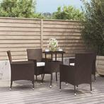 vidaXL 5-delige Bistroset met kussens poly rattan bruin, Tuin en Terras, Verzenden, Nieuw