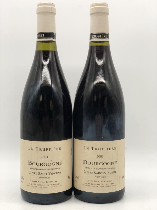 2 x 75cl Cuvee Saint-Vincent Bourgogne En Truffiere 2003, Verzamelen, Wijnen, Frankrijk, Rode wijn, Nieuw, Ophalen of Verzenden