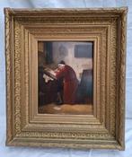 J Hove (XIX) - Tableau homme écrivant à son bureau signé J.