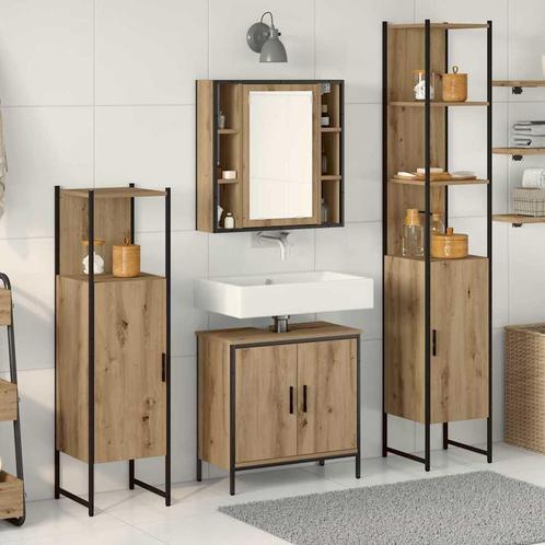 vidaXL Badkamermeubel Set 4 pcs Bruin 33 x 33 x 185,5 cm, Huis en Inrichting, Badkamer | Badkamermeubels, Nieuw, Verzenden