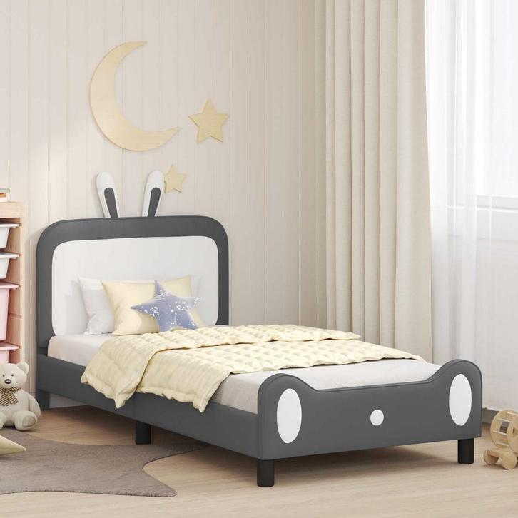 vidaXL Kinderen bedframe met hoofdboard Lichtgrijs 80 x 200, Huis en Inrichting, Slaapkamer | Bedden, Nieuw, Verzenden