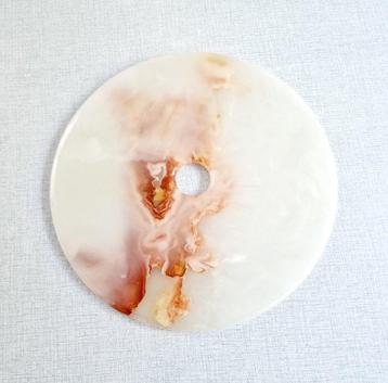 Ancien sino-birman Jade blanc Rituel important Bi Disque -