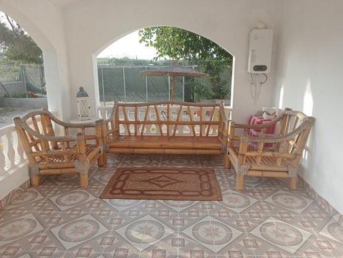 Canapé trois places et deux fauteuils assortis en bambou, Antiek en Kunst, Curiosa en Brocante