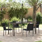 vidaXL Tuin Eettafel Set 5 pcs Zwart Poly rattan, Verzenden