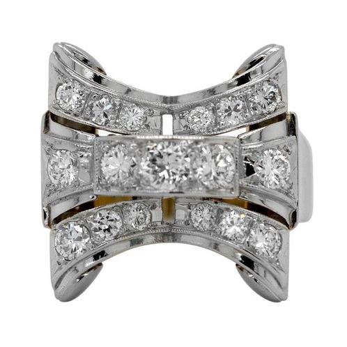 Ring - 18 karaat Geel goud, Witgoud -  1.20ct. tw. - Antieke, Handtassen en Accessoires, Ringen
