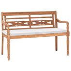 vidaXL Bank Batavia met kussens 120 cm teakhout, Tuin en Terras, Verzenden, Nieuw