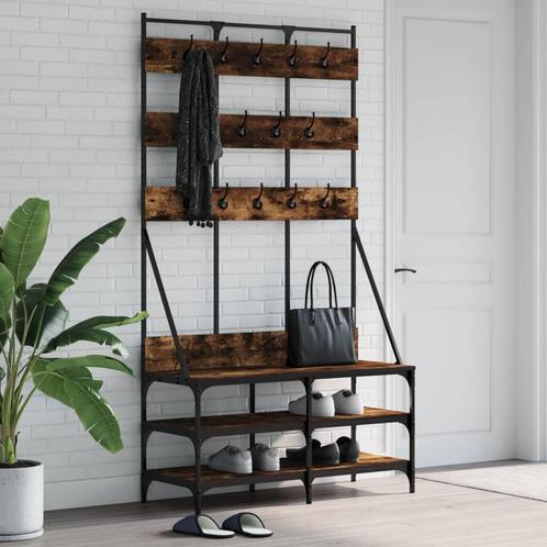 vidaXL Kledingrek met schoenenrek 100x40x184 cm gerookt, Huis en Inrichting, Kasten | Kleerkasten, Nieuw, Verzenden