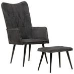 vidaXL Chaise à oreilles avec repose-pied Noir vintage, Maison & Meubles, Neuf, Verzenden