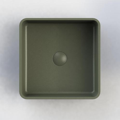 Opbouw Waskom Arcqua Case Vierkant 37x37 cm Mat Groen, Doe-het-zelf en Bouw, Sanitair, Overige typen, Nieuw, Ophalen of Verzenden