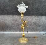 Lampe - Bronze doré - Chérubin au flambeau, Antiek en Kunst