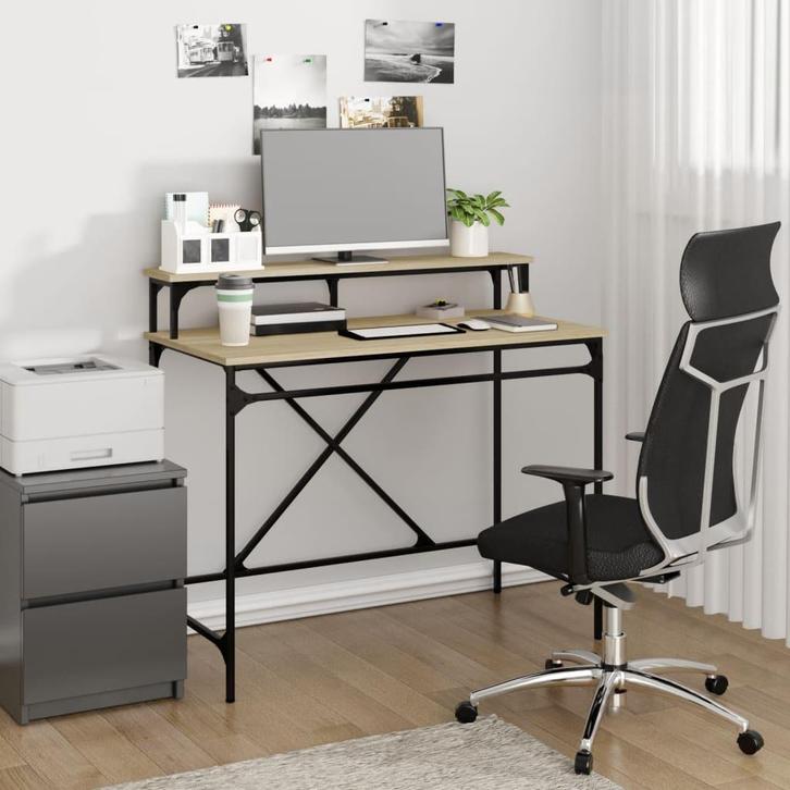 vidaXL Bureau 100x50x90 cm bewerkt hout en ijzer sonoma, Huis en Inrichting, Bureaus, Nieuw, Verzenden