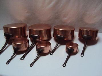 Lot exceptionnel 7 casseroles tout cuivre - Kookpottenset