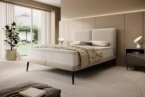 Meubella | Tweepersoonsbed 160x200 beige stof, Maison & Meubles, Chambre à coucher | Lits, Envoi