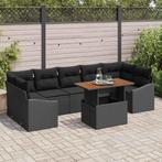 vidaXL 8-delige tuinsofa set met zwarte kussens van poly, Tuin en Terras, Verzenden, Nieuw