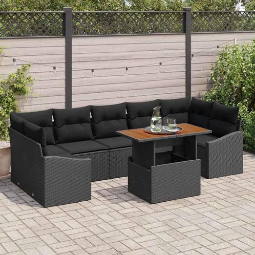 vidaXL 8-delige tuinsofa set met zwarte kussens van poly, Tuin en Terras, Tuinsets en Loungesets, Nieuw, Verzenden