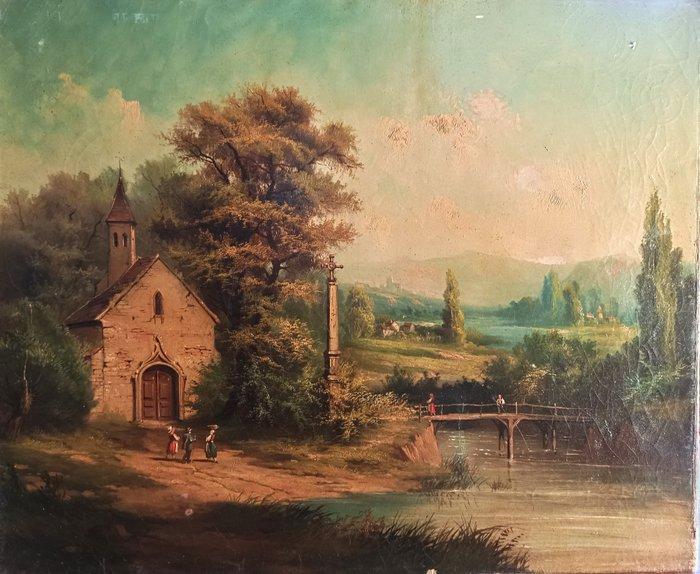 Europese school (XIX) - Coppia di paesaggi, Antiek en Kunst, Kunst | Schilderijen | Klassiek