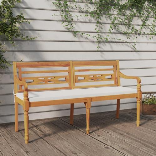 vidaXL Bankje Batavia met kussen 150 cm massief teakhout, Tuin en Terras, Tuinsets en Loungesets, Nieuw, Verzenden