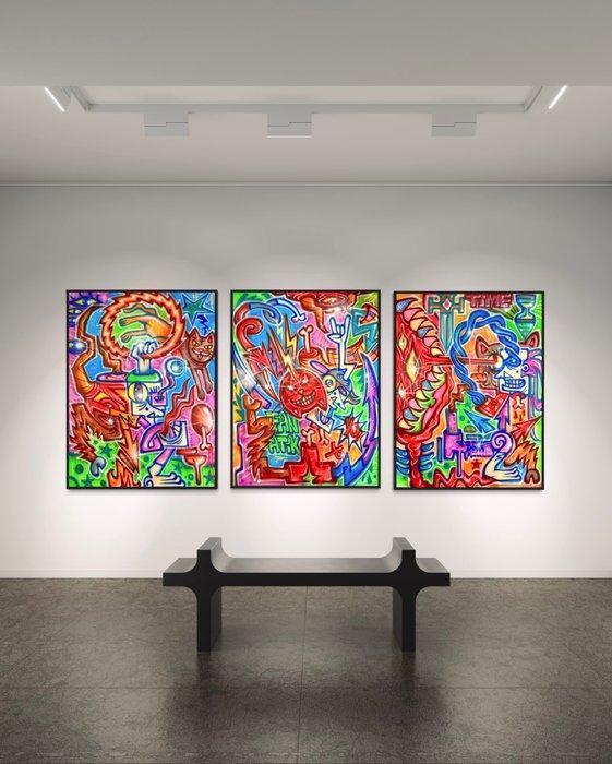 Doped Out M (XX) - DNA - Triptych 100% Original, Antiquités & Art, Art | Peinture | Moderne