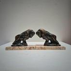 NO RESERVE - Boekensteunen - Bisons - Marmer, Zinklegering, Antiek en Kunst