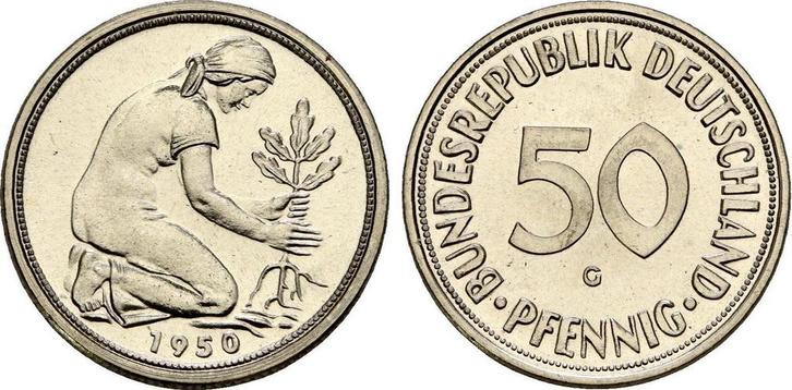 50 Pfennige 1950 G Brd, Postzegels en Munten, Munten | Europa | Niet-Euromunten, België, Verzenden