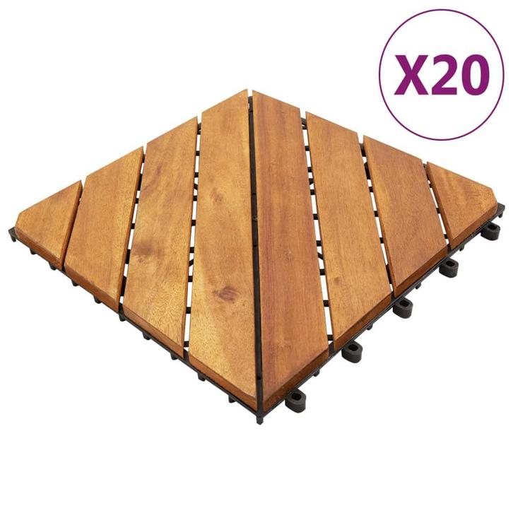 vidaXL Terrastegels 20 st 30x30 cm massief acaciahout bruin, Doe-het-zelf en Bouw, Vloerdelen en Plavuizen, Nieuw, Verzenden