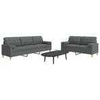 vidaXL 2-delige Loungeset met sierkussens stof donkergrijs, Verzenden, Nieuw