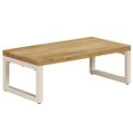 vidaXL Salontafel 100x50x35 cm massief mangohout en staal, Verzenden, Nieuw