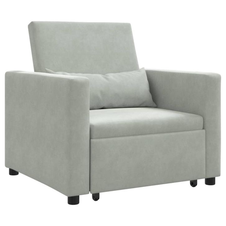 vidaXL Uittrekbare slaapbank eenpersoons Lichtgrijs 90 x 165, Maison & Meubles, Fauteuils, Envoi