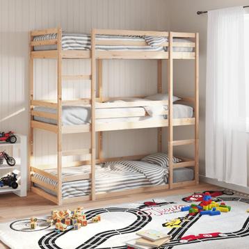 vidaXL Stapelbed 3-persoons massief grenenhout 75x190 cm, Verzenden