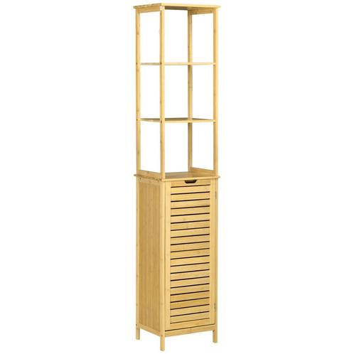 Hoge - Badkamerkast - 3 open vakken - vrijstaand - naturel, Huis en Inrichting, Badkamer | Badkamermeubels, Nieuw, Ophalen of Verzenden
