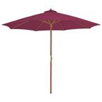 vidaXL Parasol met houten paal 300 cm bordeauxrood, Tuin en Terras, Verzenden, Nieuw