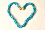 Halsketting - 18 karaat Geel goud Turquoise, Nieuw