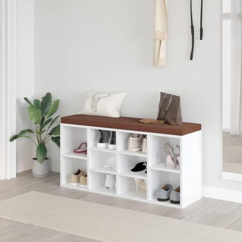 vidaXL Schoenenrek 103x30x48 cm bewerkt hout hoogglans wit, Huis en Inrichting, Overige Huis en Inrichting, Nieuw, Verzenden