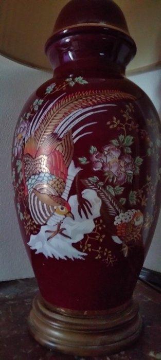 neo - Tafellamp - Beschilderde keramiek met bordeauxrode, Antiek en Kunst, Curiosa en Brocante
