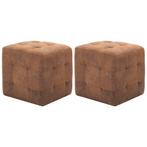 vidaXL Poef 2 st 30x30x30 cm kunstsuède bruin, Huis en Inrichting, Verzenden, Nieuw