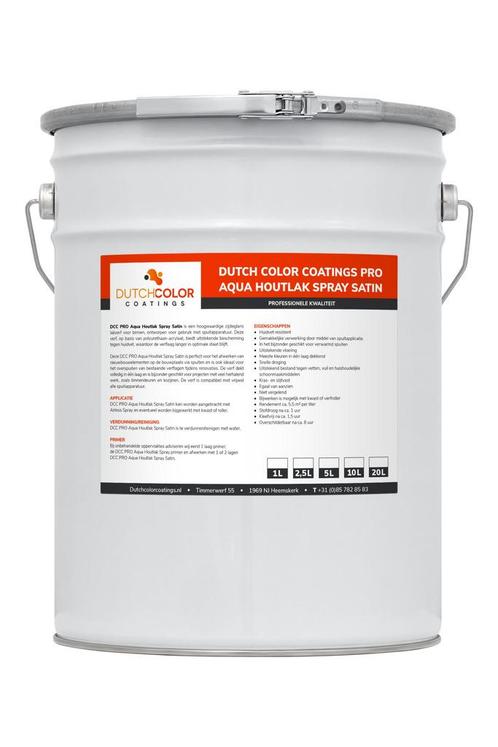 DCC PRO Aqua Houtlak Spray Satin RAL 9016 | Verkeerswit 1L, Doe-het-zelf en Bouw, Verf, Beits en Lak, Nieuw, Verzenden